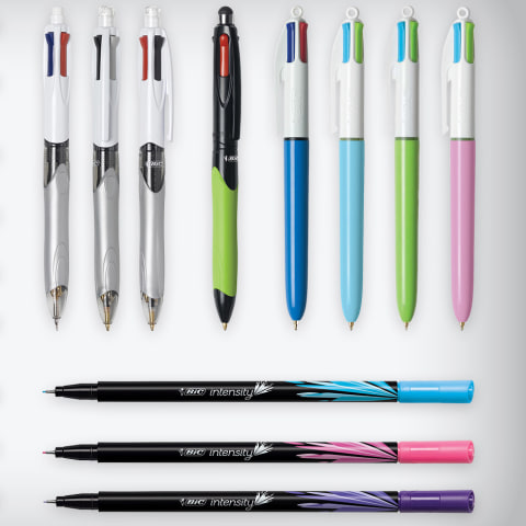Lopenle 12PCS 4-in-1 Multicolor Pens Retractable 4 Color Pen Cute