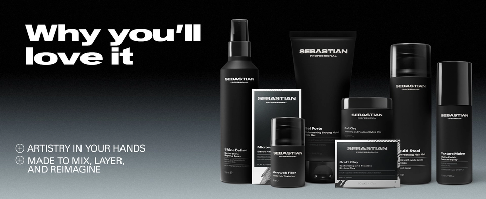 Sebastian styling products made to mix, layer, and reimagine