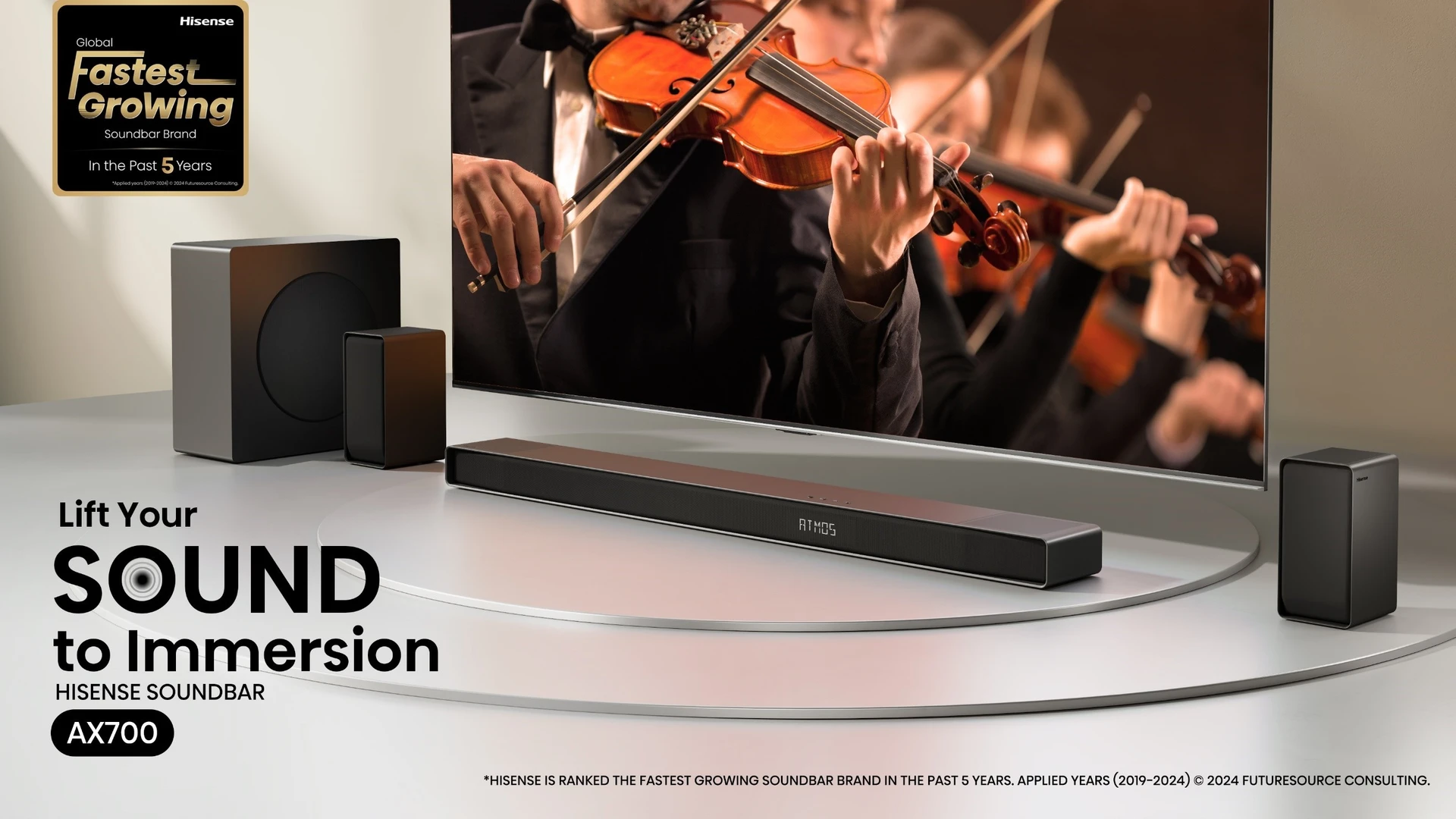 Hisense AX700 5.1.4 Ch Soundbar with Wireless Subwoofer with