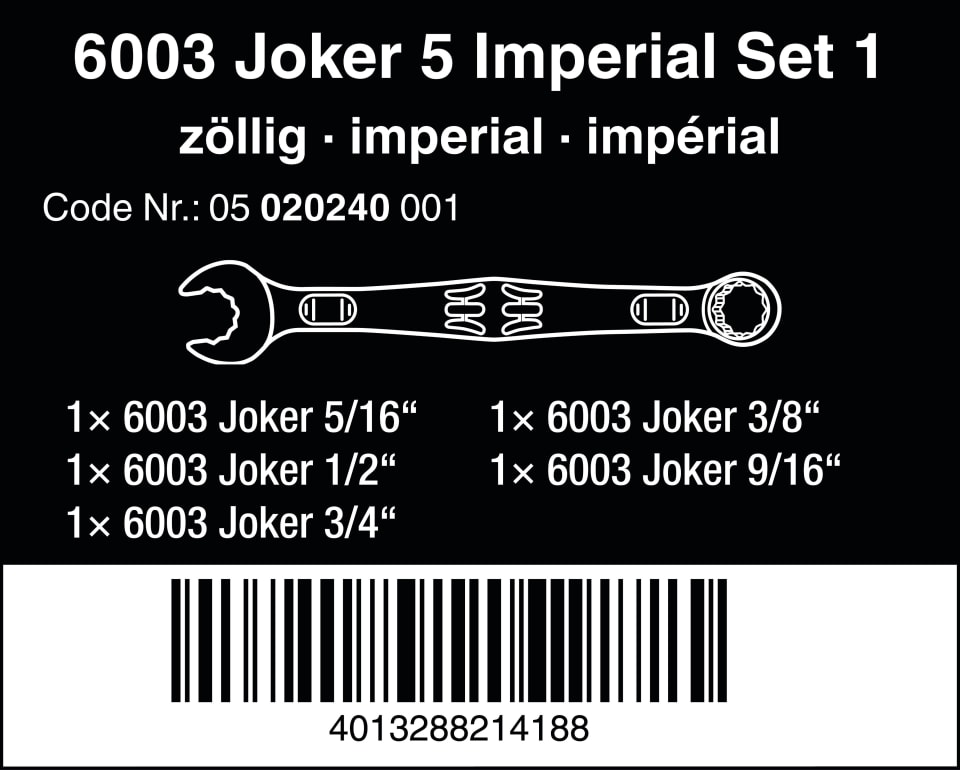 Wera 6003 JOKER Ring Combination Spanner Wrench All Sizes Sets  Metric/Imperial