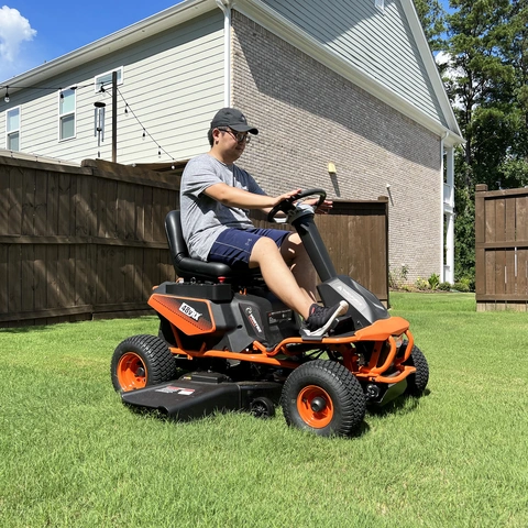 Yard Force 75Ah Battery Electric Rear Engine Riding Lawn Mower 38 in. Vortex Dual Blade with LCD Digital Display Sam s Club