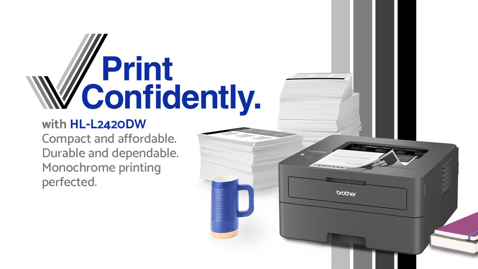 Brother HLL2420DW Wireless Compact Monochrome Laser Printer with