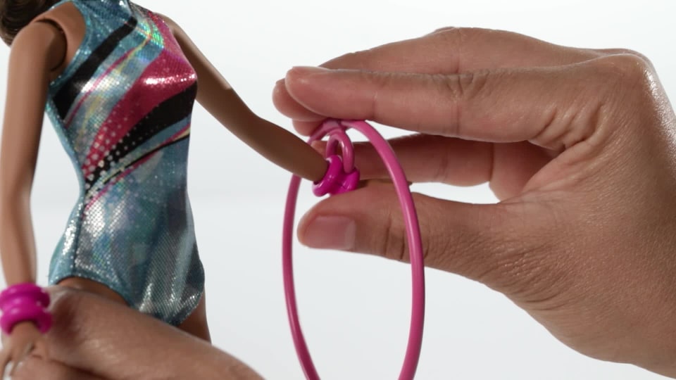 thumbnail video image 2 of Barbie Dreamhouse Adventures Teresa Spin ‘n Twirl Gymnast Doll, 11.5-inch Brunette, in Leotard, with Accessories, 2 of 7