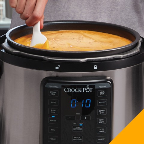 Crock-pot Olla de cocción lenta programable XL Express Crock de 8 cuartos  de galón con presión manual, hervir y hervir a fuego lento con junta de