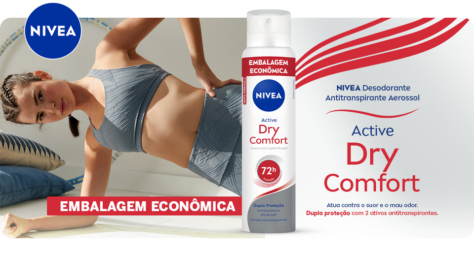 Desodorante Antitranspirante Aerosol Nivea Active Dry Comfort 72h 200ml