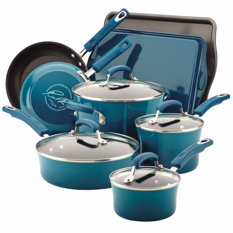  Finnhomy Hard Porcelain Enamel Aluminum Cookware Set, Ceramic  Cookware Set, New Technology Double Nonstick Coating Kitchen Pots and Pan  Set, 14-Piece, Blue: Home & Kitchen