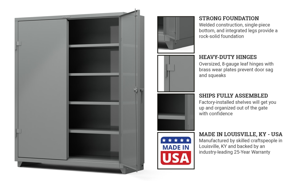 60 in. W x 32 in. D Heavy Duty Steel, 4 Door Storage Cabinet