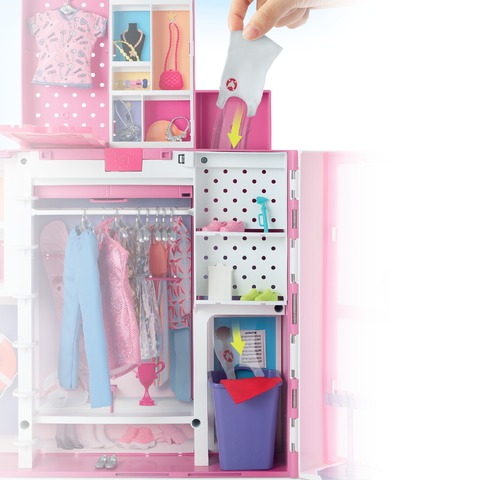 Barbie Dream Closet Fashion Wardrobe Storage with Clothes and Accessories,  Pink, 1 Piece - Foods Co.