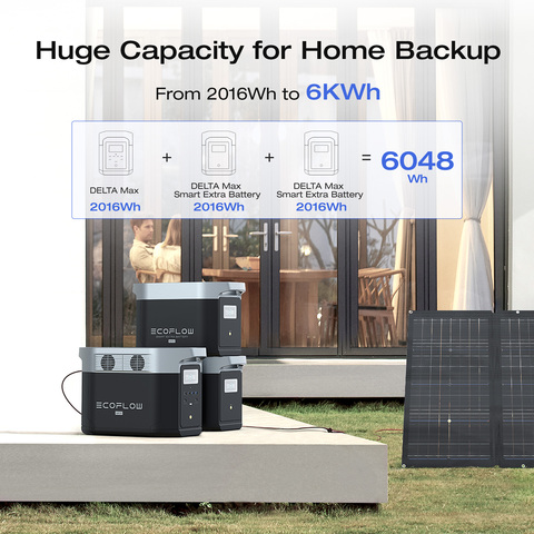 Backup your home during power outages with DELTA Max portable power generator. With an expandable capacity that reaches up to 6kWh, dual charging, and the ability to power your home devices, you can stay powered on in any situation.