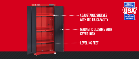Steel Freestanding Garage Cabinet, Craftsman Floor Cabinet Red