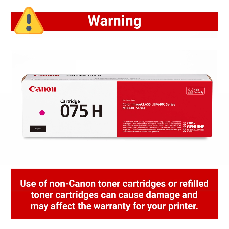 Canon 075 Magenta Toner Cartridge, Prints Up to 2,500 Pages