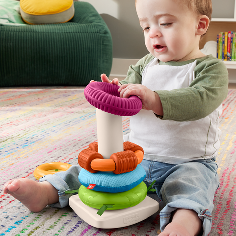 Fisher Price Sensory Rock A Stack Roly Poly Stacking Toy with Fine Motor Activities for Babies Mattel