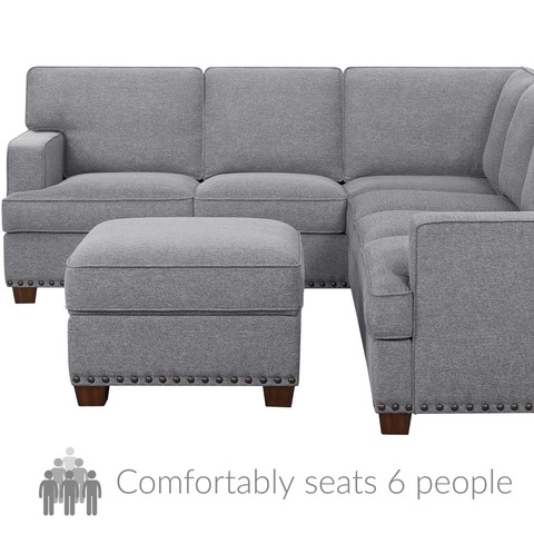 1276 Emilee Gray Sectional - comfortably seats 6 people