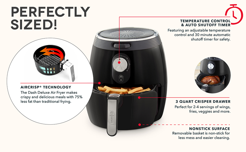 DASH DMAF355GBBK02 Deluxe Electric Air Fryer + Oven Cooker with Temper —  ShopWell