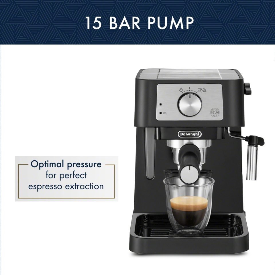 De'Longhi Stilosa 15 Bar Pump Espresso Machine in Black and Stainless Steel, NFM