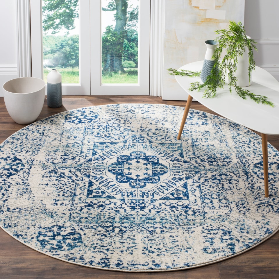 Safavieh Wyndham Gleaston 7 x 7 Blue/Multi Square Indoor Floral/Botanical Global Handcrafted Area Rug