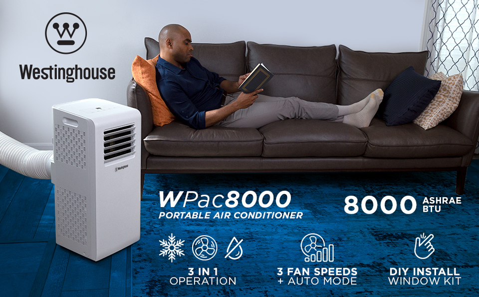 Westinghouse 12,000 BTU Portable Air Conditioner with Remote, 3-in-1 Operation, Up to 400 Sq ft