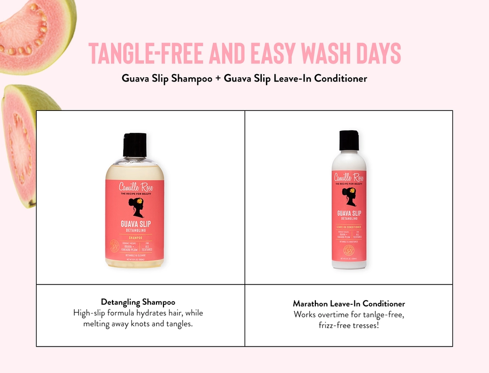 Camille Rose&#39;s Guava Slip Shampoo and Guava Slip Leave-In Conditioner