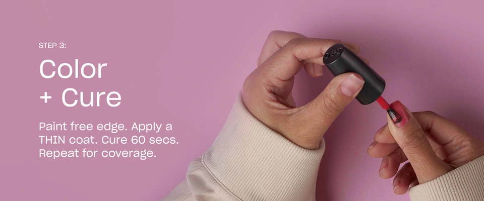 Step 3 Apply GELement color gel polish and cure for 60 seconds