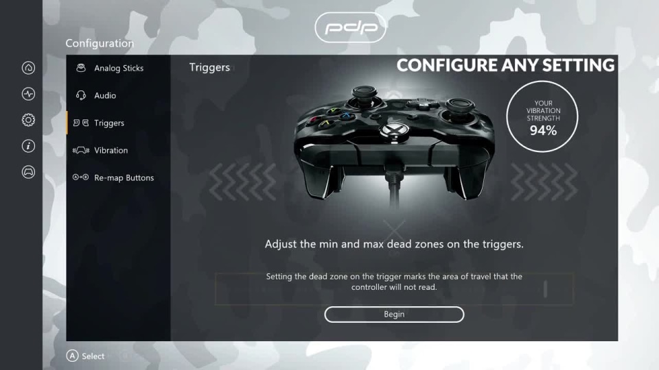 thumbnail video image 2 of PDP Wired Controller for Xbox One - Camo Blue, 2 of 3