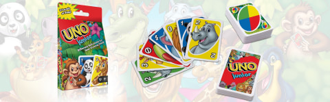 UNO Junior Card Game for Kids with Simple Rules & Animal Matching for 2-4  Players 