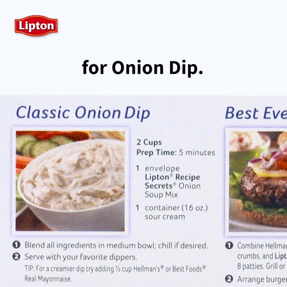 Lipton Recipe Secrets Onion Dry Soup and Dip Mix, 2 oz, 2 Pack - image 2 of 11
