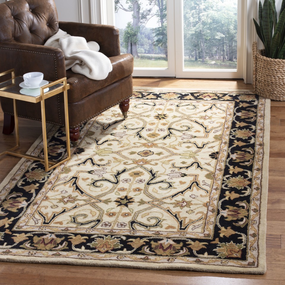 Safavieh Heritage Bellary 4 x 6 Gray/Charcoal Indoor Floral/Botanical Oriental Handcrafted Area Rug