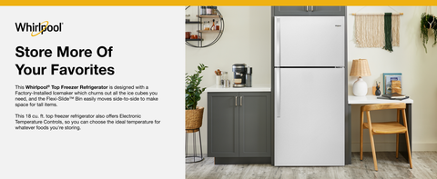 Whirlpool 18.2 Cu. Ft. Top Freezer Refrigerator with Ice Maker
