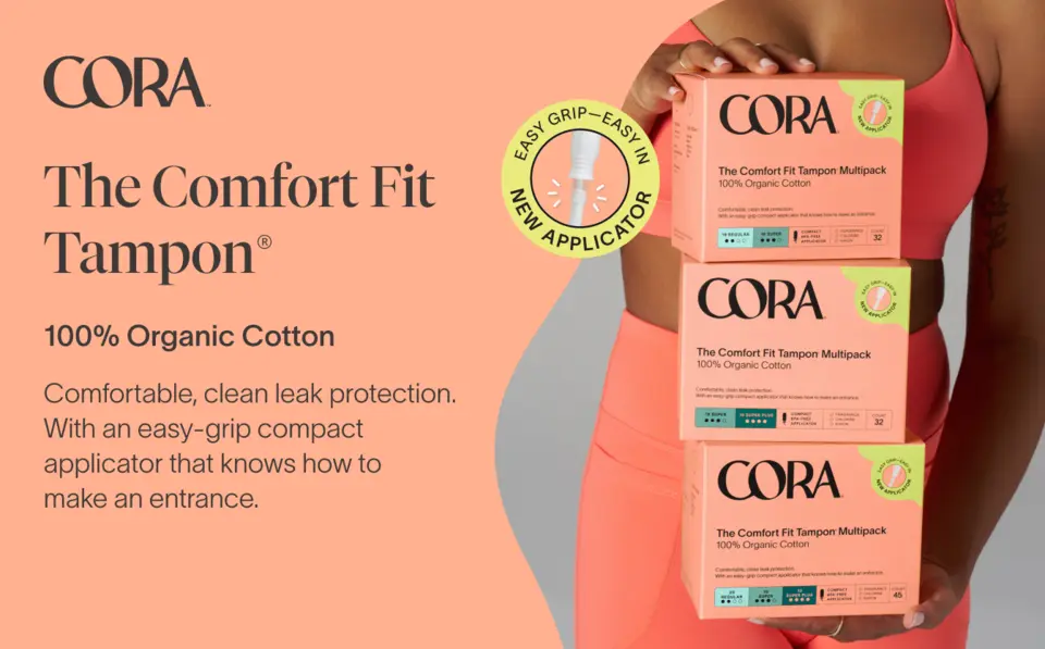 Cora Organic Cotton Tampons Regular/Super Multipack, 32 ct