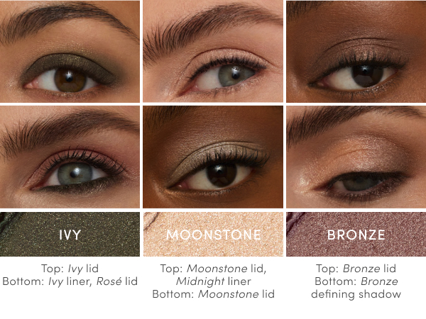 Model showing Ivy, Moonstone, Bronze shades