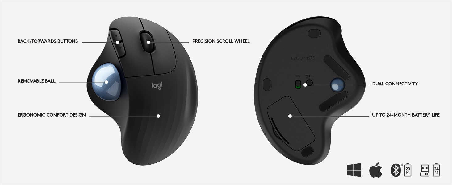 Logitech ERGO M575 - trackball - 2.4 GHz, Bluetooth 5.0 LE - off