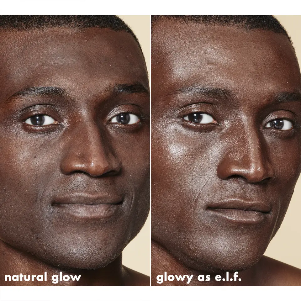 Model before and after using Halo Glow Liquid Filter