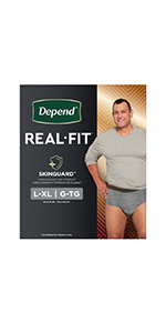 Depend Fresh Protection Adult Incontinence Underwear for Men - Grey -  Maximum - Large - 17 Count