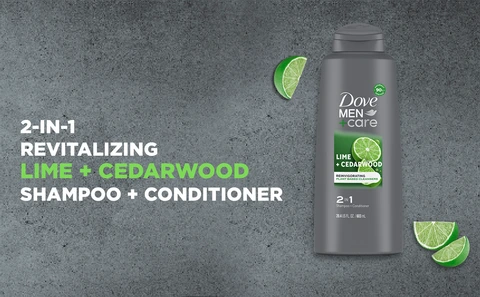 Dove Men+Care 2-In-1 Shampoo & Conditioner, Lime Cedarwood, 20.4