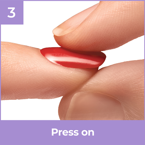 3. Align with cuticle, gently press on &amp; hold for 30 seconds.