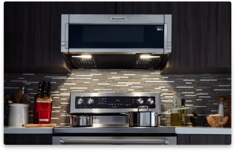 KitchenAid - 1.1 cu. Ft Over the range Microwave in Stainless - YKMLS3