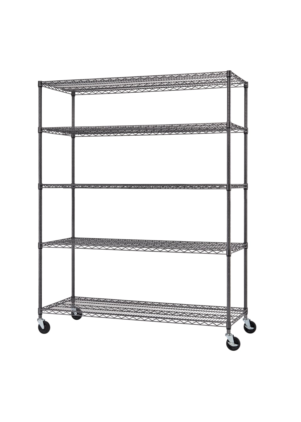 rolling cart with drawers costco on Trinity 5 Tier Heavy Duty Wire Shelving Rack 60 X 24 X 72 Nsf Includes Wheels Black Anthracite Costco