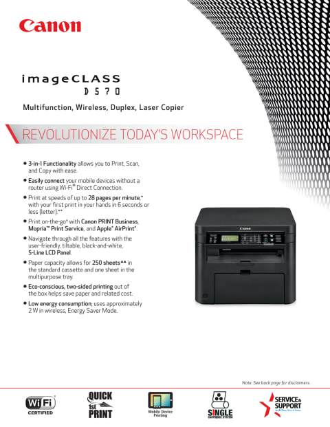 Canon, CNMICD570, imageClass D570 3-in-1 Laser Printer, 1 Each