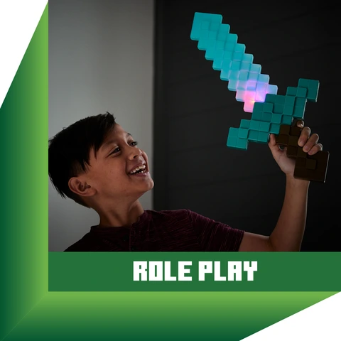 Minecraft Diamond Pickaxe and Enchanted Sword Role-Play Toy