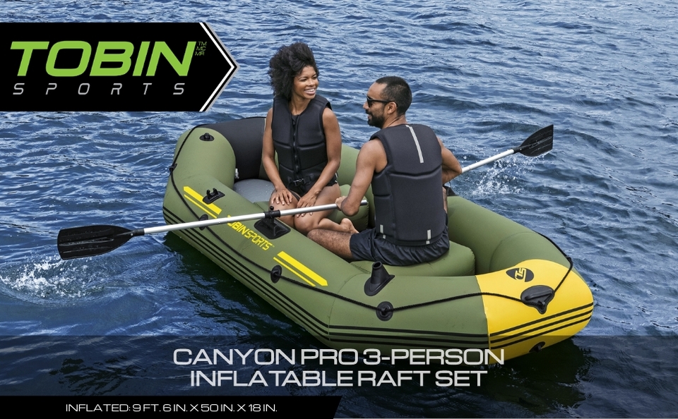 TOBIN SPORTS CANYON PRO INFLATABLE BOAT COMPLETE WITH OARS, PUMP
