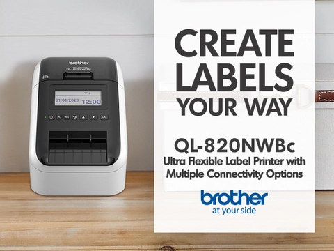 Brother Desktop Thermal Label Printer, Glossy Black/White (QL