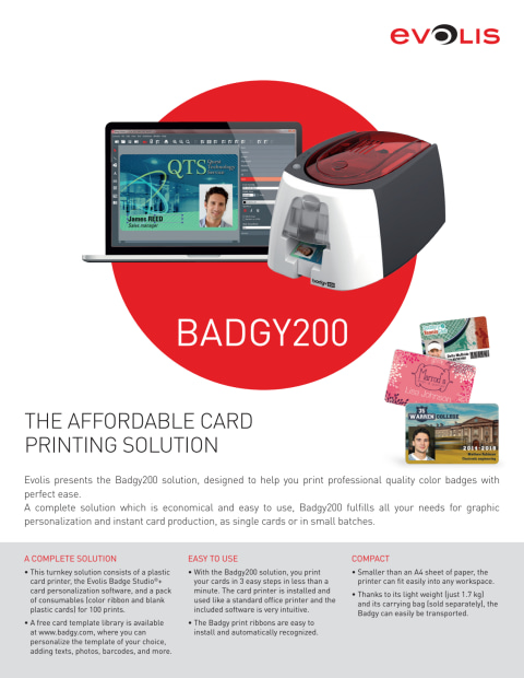 Evolis Badgy200 Plastic ID Card Printer - Walmart.com - Walmart.com