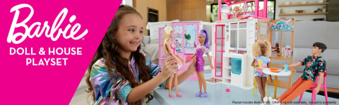 Barbie Dollhouse with Doll, 2 Levels & 4 Play Areas, Fully