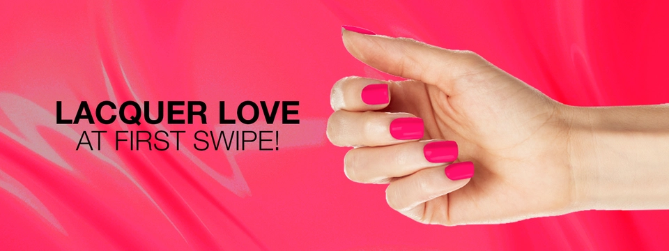 Banner featuring a hand model with polished, manicured nails.
