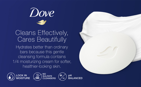 Dove logo + Dove bar against a cream smear