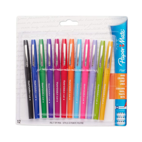 Paper ❤ Mate Limited Edition Pack Of 12 Flair! Felt Tip Pens (Mix