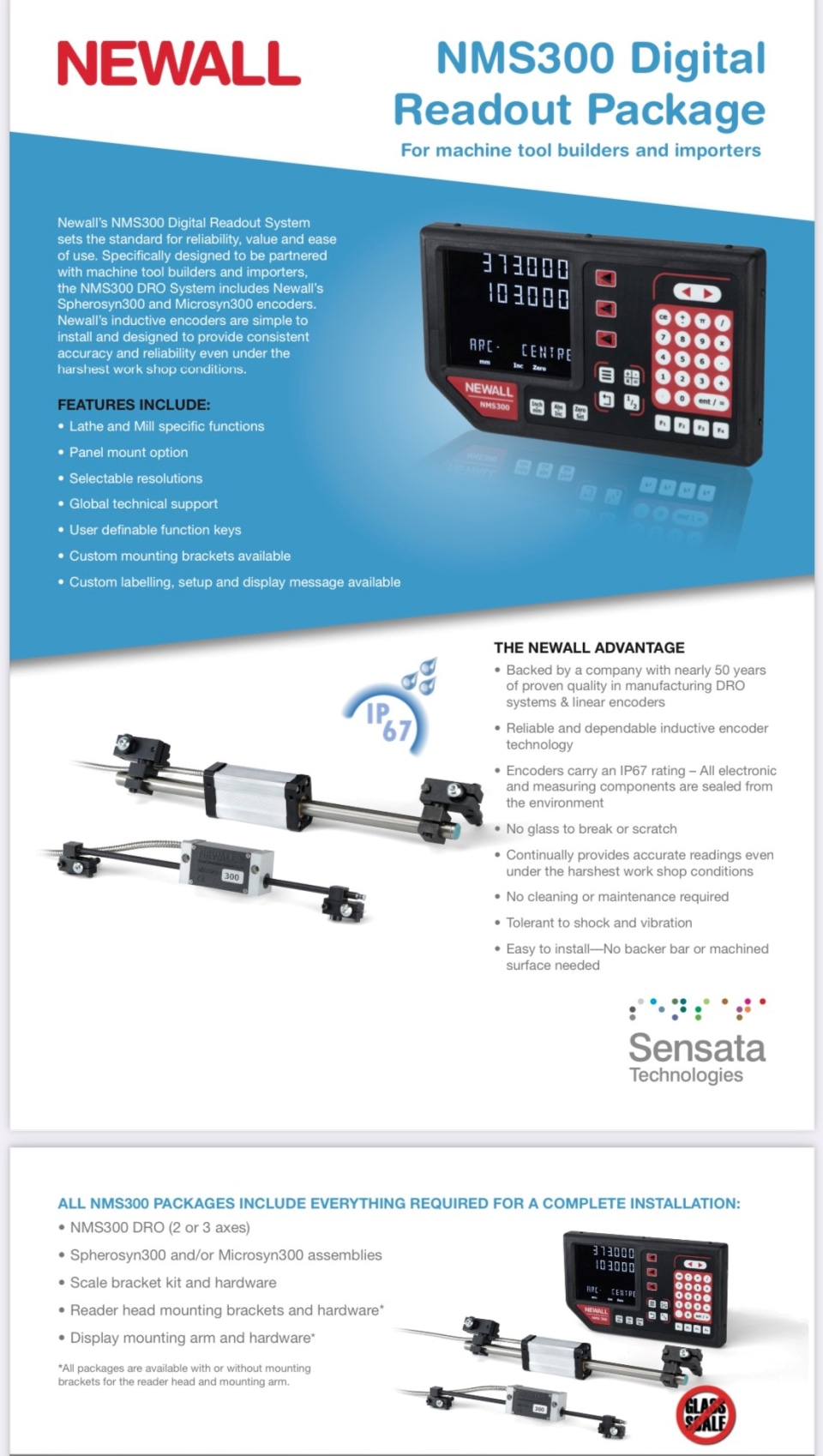 Newall - Milling DRO System: 2 Axes, Inductive Scale, 12