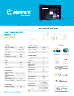 Element Electronics E2AA40R-G 40-inch Class DLED 1080p FHD Roku Smart TV -  Black