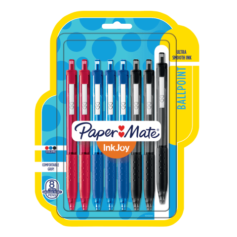 Papermate Inkjoy 500 Retractable 8 Color Set:Black, Blue, Green, Magenta,  Orange, Purple, Red, Turquoise - Kingpen