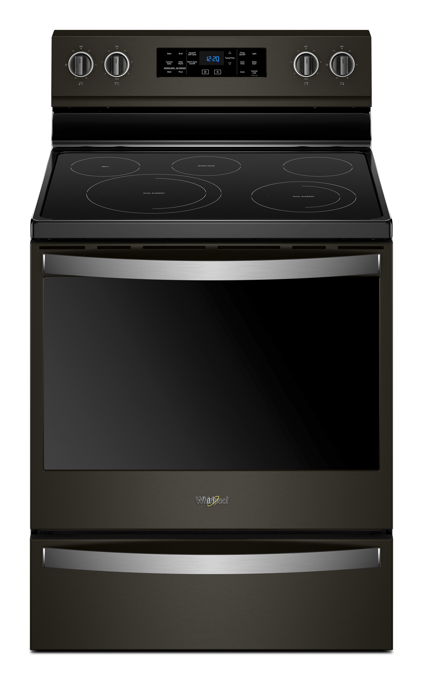 whirlpool black stainless range